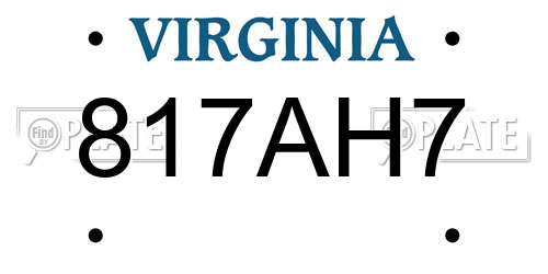 817AH7 Virginia License Plate
