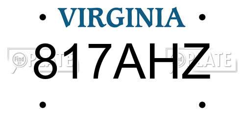 817AHZ Virginia License Plate