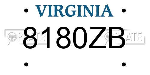 8180ZB Virginia License Plate