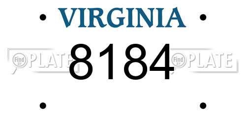 8184 Virginia License Plate