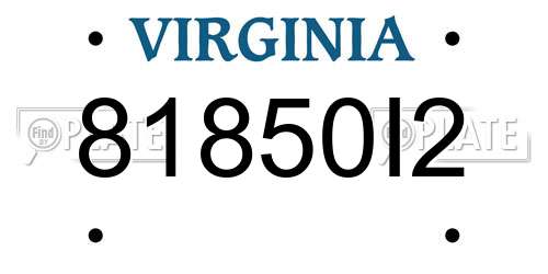 81850I2 Virginia License Plate