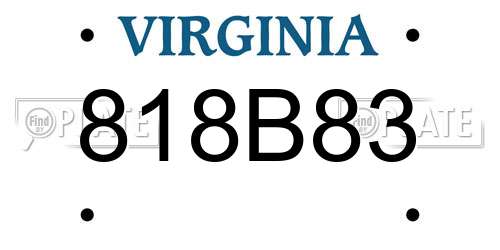 818B83 Virginia License Plate
