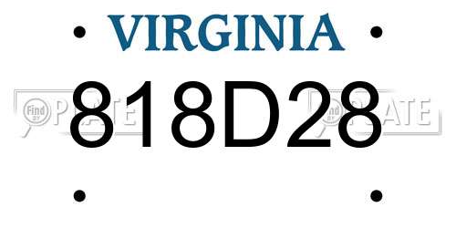 818D28 Virginia License Plate