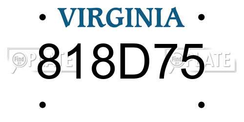818D75 Virginia License Plate