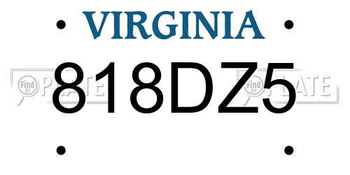 818DZ5 Virginia License Plate