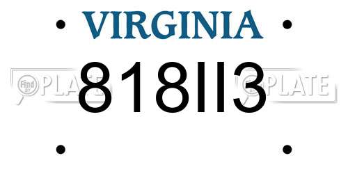 818II3 Virginia License Plate