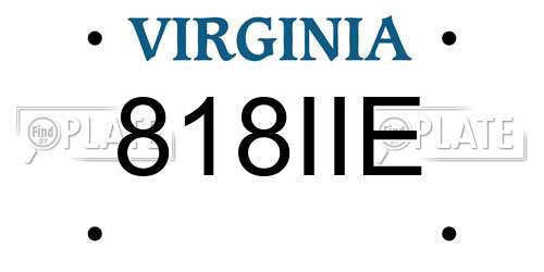 818IIE Virginia License Plate