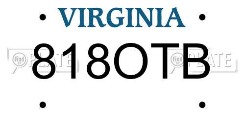 818OTB Virginia License Plate
