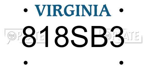 818SB3 Virginia License Plate