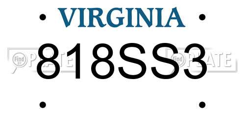 818SS3 Virginia License Plate