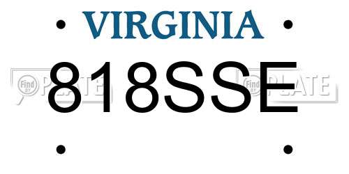 818SSE Virginia License Plate