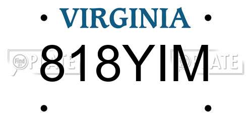 818YIM Virginia License Plate