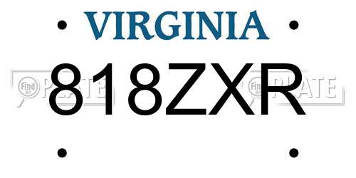 818ZXR Virginia License Plate