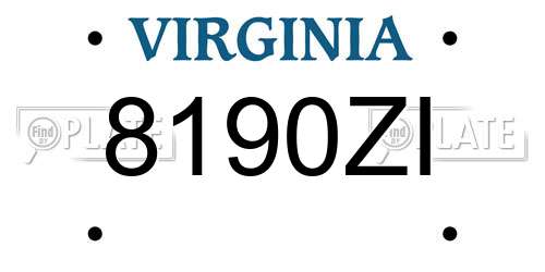 8190ZI Virginia License Plate