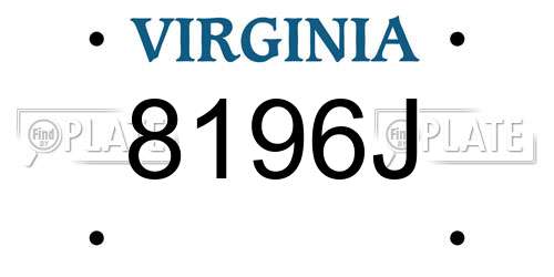 8196J Virginia License Plate