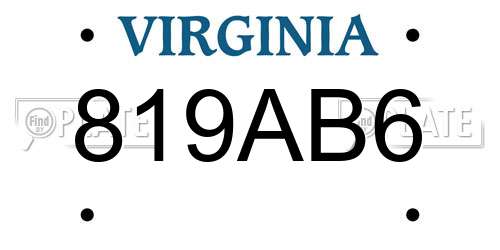819AB6 Virginia License Plate