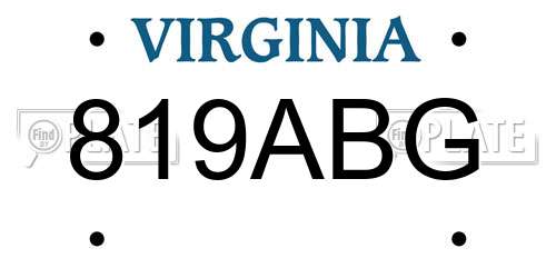 819ABG Virginia License Plate