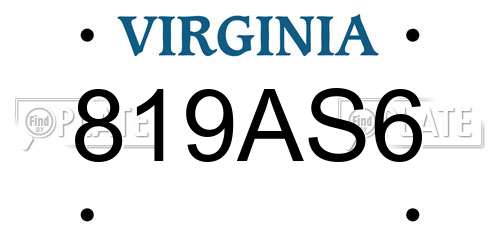 819AS6 Virginia License Plate