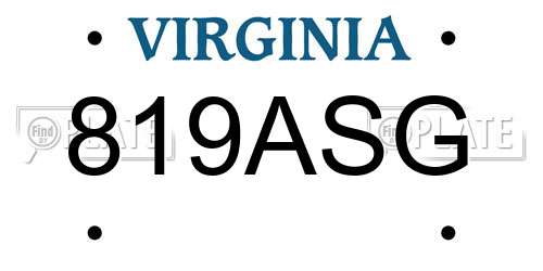 819ASG Virginia License Plate