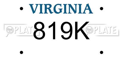 819K Virginia License Plate
