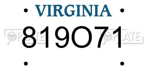 819O71 Virginia License Plate