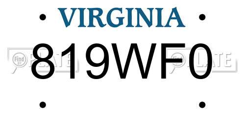 819WF0 Virginia License Plate