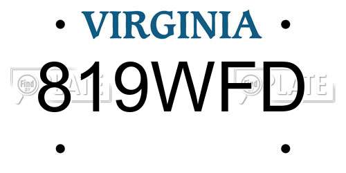 819WFD Virginia License Plate