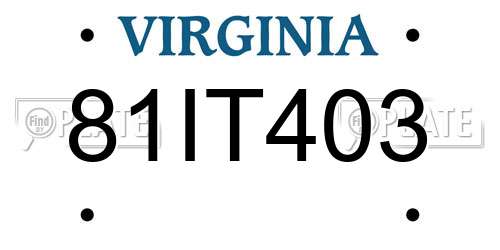 81IT403 Virginia License Plate