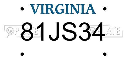 81JS34 Virginia License Plate