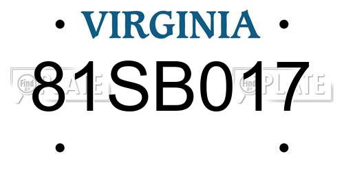 81SB017 Virginia License Plate