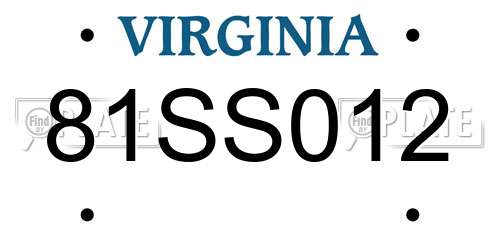 81SS012 Virginia License Plate