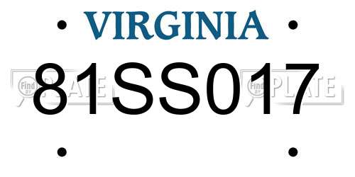 81SS017 Virginia License Plate