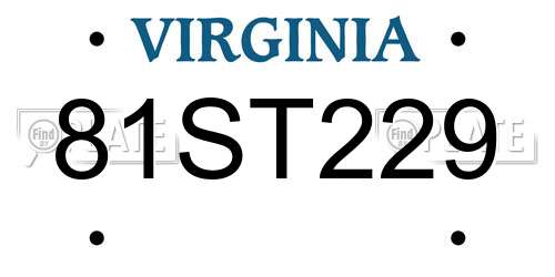 81ST229 Virginia License Plate