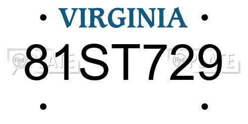 81ST729 Virginia License Plate