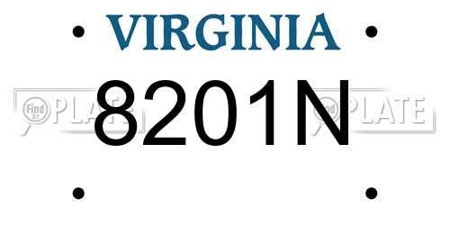 8201N Virginia License Plate