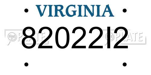82022I2 Virginia License Plate
