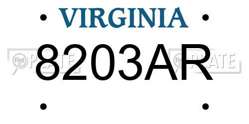 8203AR Virginia License Plate
