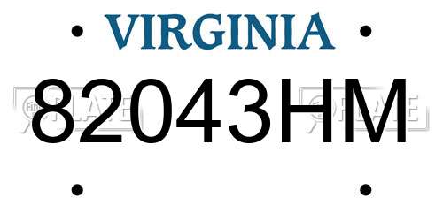 82043HM Virginia License Plate