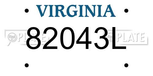 82043L Virginia License Plate