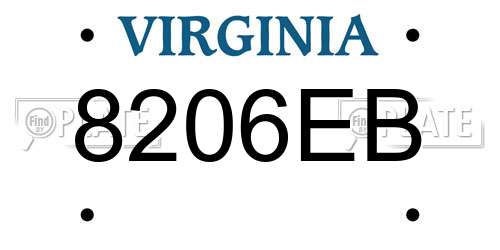 8206EB Virginia License Plate