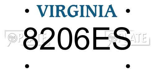 8206ES Virginia License Plate