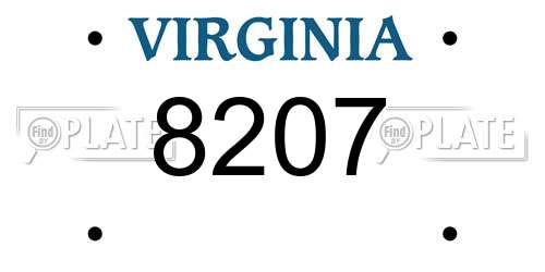 8207 Virginia License Plate