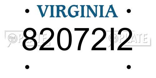 82072I2 Virginia License Plate