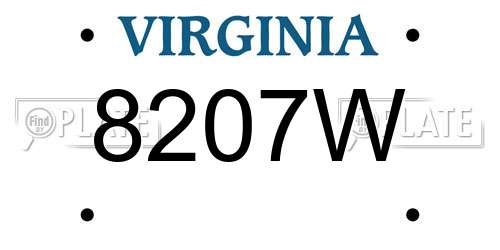 8207W Virginia License Plate