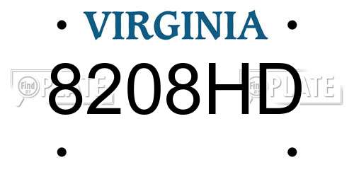 8208HD Virginia License Plate