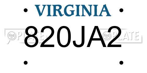 820JA2 Virginia License Plate