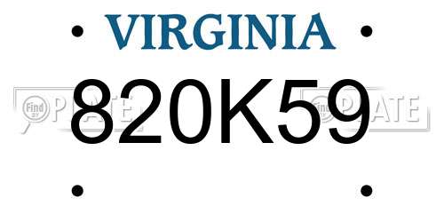 820K59 Virginia License Plate