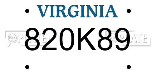 820K89 Virginia License Plate