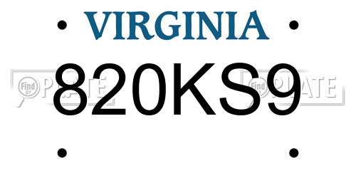 820KS9 Virginia License Plate