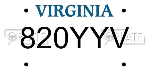 820YYV Virginia License Plate